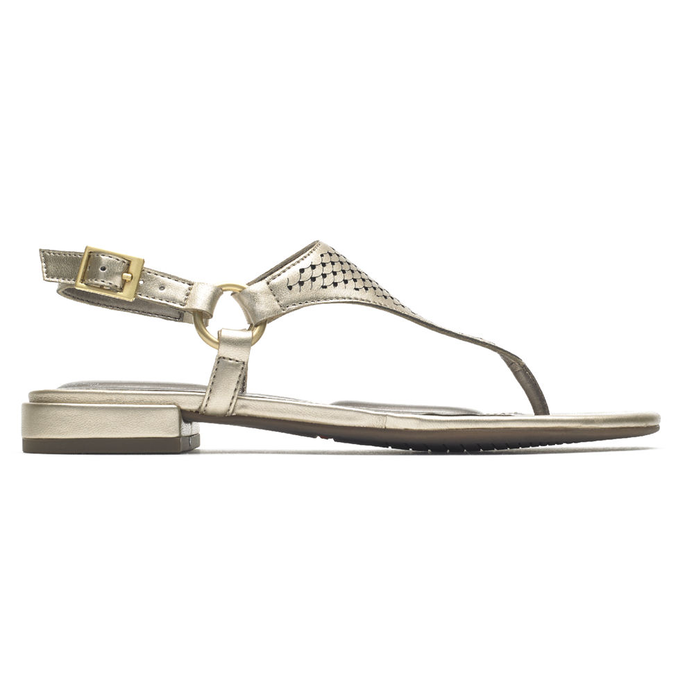 Sandalias Rockport Mujer Mexico - Total Motion Zosia Thong Dorados - BEDKG2350